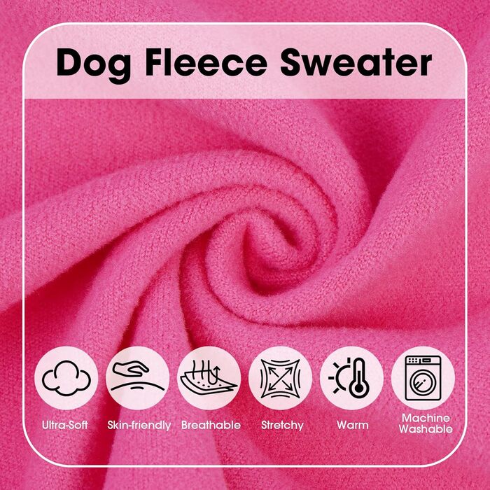 Флісовий одяг для собак Nanaki: теплий, зручний, регульований, для дрібних та середніх порід (Бігль, Бостон-Тер'єр), рожевий (Large)