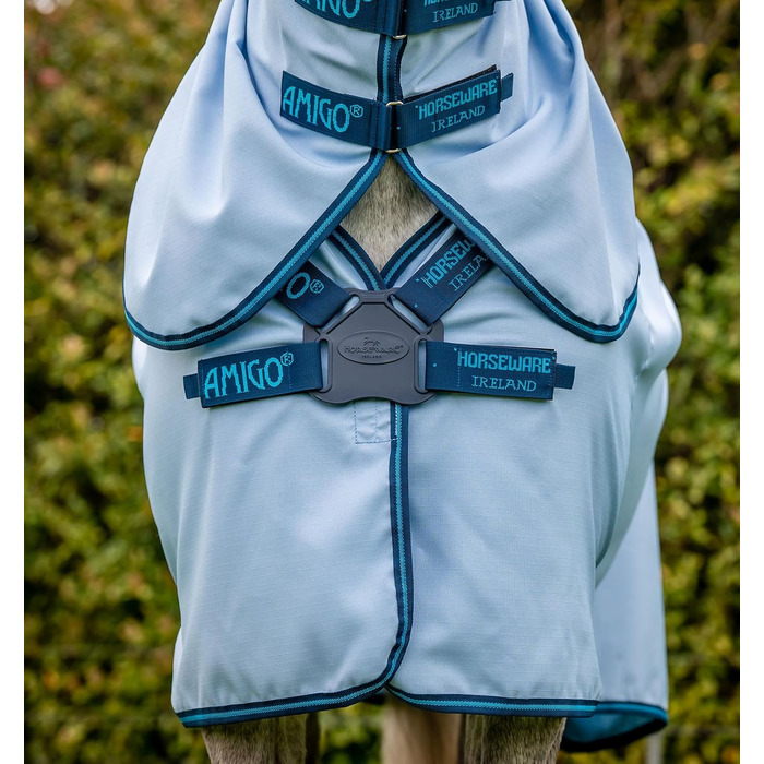 Протикомарна накидка для лошадей Horseware Amigo Ripstop Hoody, 155 см, Azure Blue/Navy & Electric Blue
