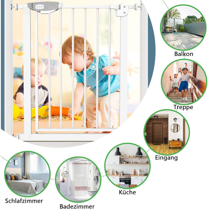 Захист для сходів та дверей: сітка-бар'єр без свердління, 105-115 см. Ідеально для собак та дітей. Біла сітка-бар'єр з подвійним замком, автозакриттям, відкриванням однією рукою та фіксацією 90°.