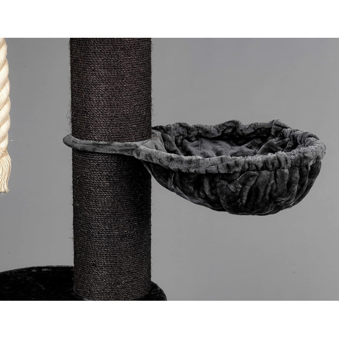 Дерев'яний кігтеточка для великих котів RHRQuality Maine Coon Sleeper Blackline Dark Grey Deluxe з товстими 15 см сизалевими стовпами