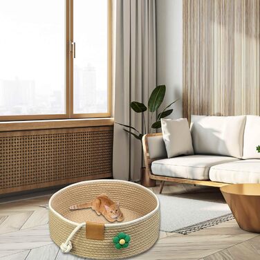 Тканинне ліжко для котів, 35 см в діаметрі, складаний кошик-гніздо, дихаюче ліжко для домашніх тварин, стійке до подряпин, універсальне котяче ліжко, хакі S