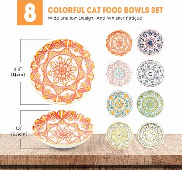 Набір мисок для котів з кераміки (8 шт.) - миски для корму, годівниці для котів, керамічні миски для котів