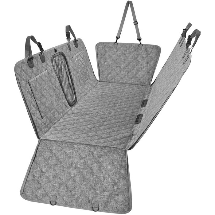 Автоматик для собак у машину 137x147 см, захист для заднього сидіння з кріпленням для ременя безпеки, водовідштовхуючий, стійкий до подряпин, сірий