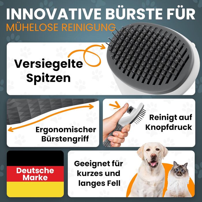 Набір щіток для котів та собак: для короткої та довгої шерсті. Включає ножиці для кігтів, зменшує випадіння шерсті, забезпечує блискуче хутро, легко очищаються натисканням кнопки. (Сірий)