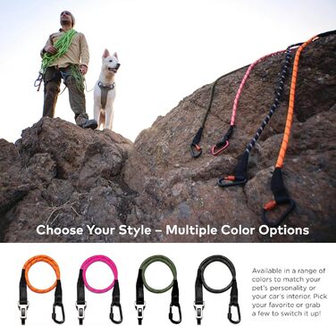 ARCA PET Пояс для безпеки собаки, універсальний, світловідбиваючий, міцний, автомобільний ремінь безпеки для собак, з кліпсами, пряжками та карабінами з легованої сталі, армійного кольору