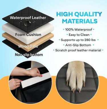 Захисний чохол на сидіння для собак APetsPlanet, жорстка основа, водонепроникний, з кишенею, для авто, позашляховиків, сімейних авто, чорна шкіра, з накладками на двері