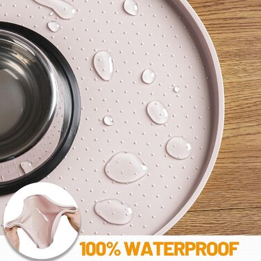 Гумова килимок для годівлі собак та котів з високим бортиком, водонепроникний, розмір 19' x 12' (білий пісок)