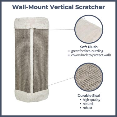 Кігтеточка Trixie для кутів кімнати, 32x60 см, сіра/світло-сіра