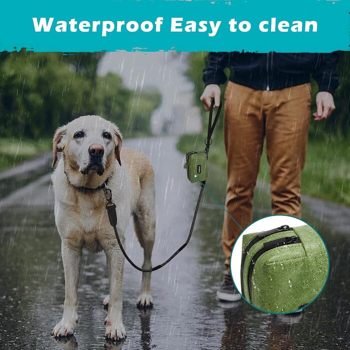 Диспенсер для собачих відходів PetBonus, водонепроникний, з місткістю для ласощів та 15 пакетиків (зелений)