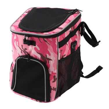 Водонепроникний та дихаючий переноска для собак та котів у велосипедному кошику, великого об'єму, знімний, рожевий камуфляж, поліестер