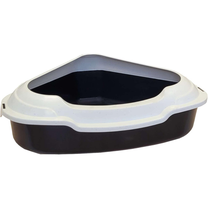 Торгівля котячий туалет кутовий XXL, модель Memphis, чорно-білий з бортиком