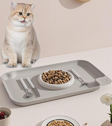 Водонепроникний килимок для годування собак та котів Octonyluck, 57.5x35.5 см, сірий