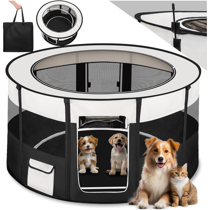 Тектейк® Вольєр для цуценят, аксесуари для собак, вольєр для собак складний, клітка для дрібних тварин (кролики, коти), вольєр для кроликів та морських свинок - Чорний | № 402438