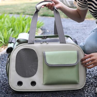 Трансформер для собак та котів Topyond: велика місткість, вентиляційне вікно, регульований ремінь, водовідштовхуючий оксфорд, зелений