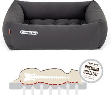 Ортопедичне ліжко для собак Doctor Bark - миється до 95°C, гігієнічне, без запаху, з м'якою підстилкою, для маленьких собак (S - 70x60 см, сірий)