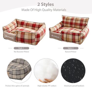 Ортопедичне ліжко для собак PETCUTE великих порід, кошик знімний, миється, антиковзаюче дно, м'яке диван-ліжко, сірий/червоний (XL, Класичний)