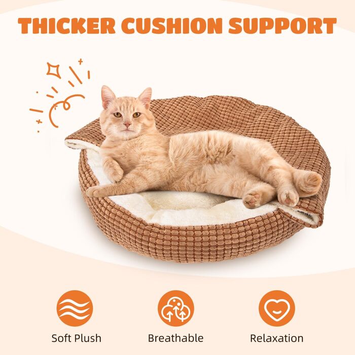 Квіткове ліжко для котів та маленьких собак Nobleza, кругле, миється, 65x58x16 см, коричневе