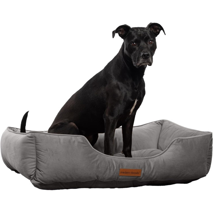 Розкішне ліжко для собак Modern Threads - м'яке, туфетоване ліжко з велюру для собак маленьких та великих порід. Машинне прання, довговічне та миле місце для сну вашого улюбленця.
