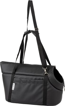 Сумка-переноска для собак та котів Boutique Zoo XL (до 15 кг) – велика, м'яка, складна та пральна – 52×35×39 см (розміри складена: 42x29x33 см) – чорний колір, штучна шкіра