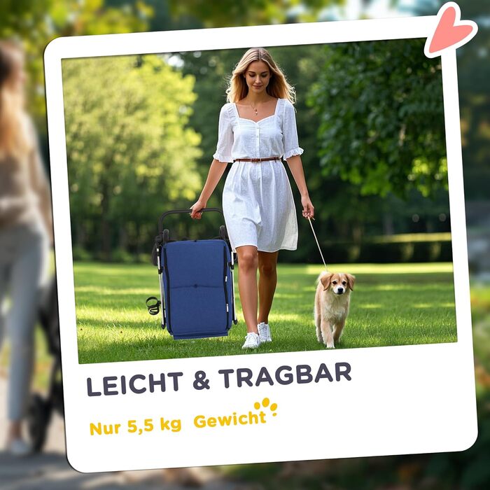 Візок для собак та котів PawHut легкий, складною конструкцією, з алюмінію, з подушкою, сіткою, дверима та кошиком для зберігання (Блакитний)