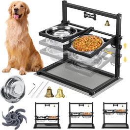 Підвищена годівниця для собак з регулюванням висоти та кута, 2 миски, антиковзаюча підстилка