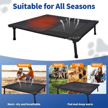 Охолоджуване ліжко для собак Pozico, складане, з металевим каркасом та дихаючою сіткою, для собак та котів, чорне, розмір L (83x66x20)