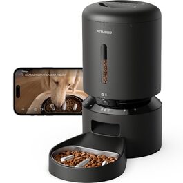Автоматичний годувальник для котів та собак PETLIBRO з камерою 1080P, Wi-Fi 5G, нічним баченням та чашею Slow-Food, 5 л, Чорний