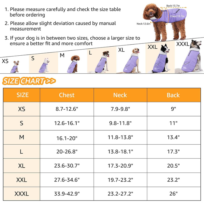 iBuddy Зимовий теплий водонепроникний теплий жилет для собак, жилет для собак, для великих собак, дівчаток, хлопчиків (фіолетовий, середній)