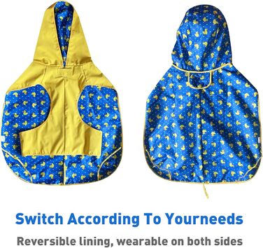 Водонепроникний дощовик для собак - двосторонній, з капюшоном та світловідбивачами (XL, жовтий)