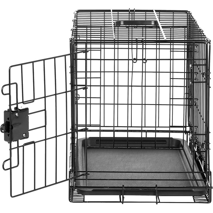 Складана металева клітка для собак Amazon Basics з піддоном, чорна, 56x33x40 см, одні двері
