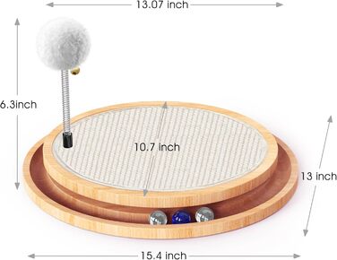 Кігтеточка з сизалю для котів з дзвіночком та м'ячиком, інтерактивна іграшка-кульова дорога для фізичних та ментальних вправ