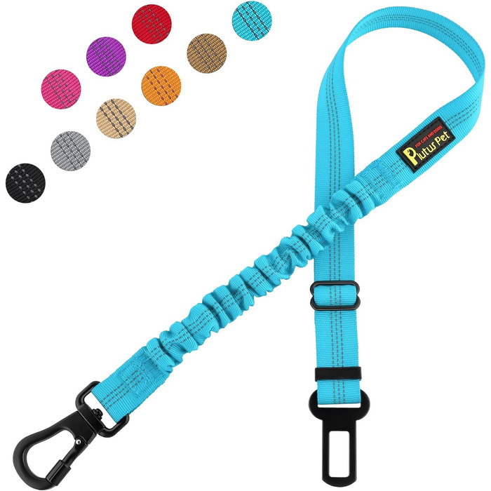Автомобільний повідок для собак Plutus Pet: безпечний, регульований, з карабіном та світловідбиваючими елементами, блакитний