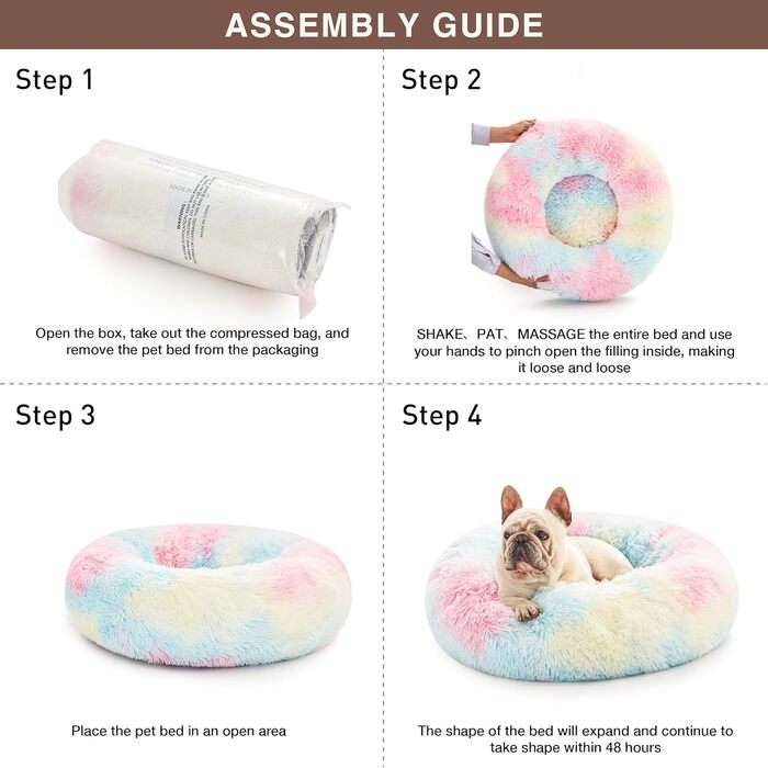 Кімната затишку Love's: ліжко для собак та котів, антистрес, кругленьке, з м'якого штучного хутра, миється, для малих та середніх тварин, сіре, 76.2 см