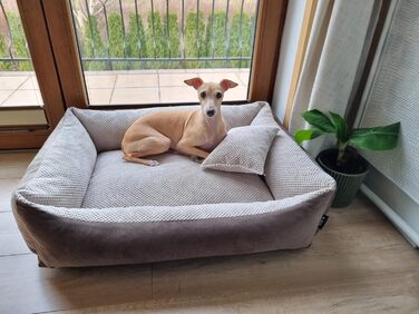 М'яке ліжко для собак та котів Teo 60x40 см, коричнево-бежеве, з можливістю прання