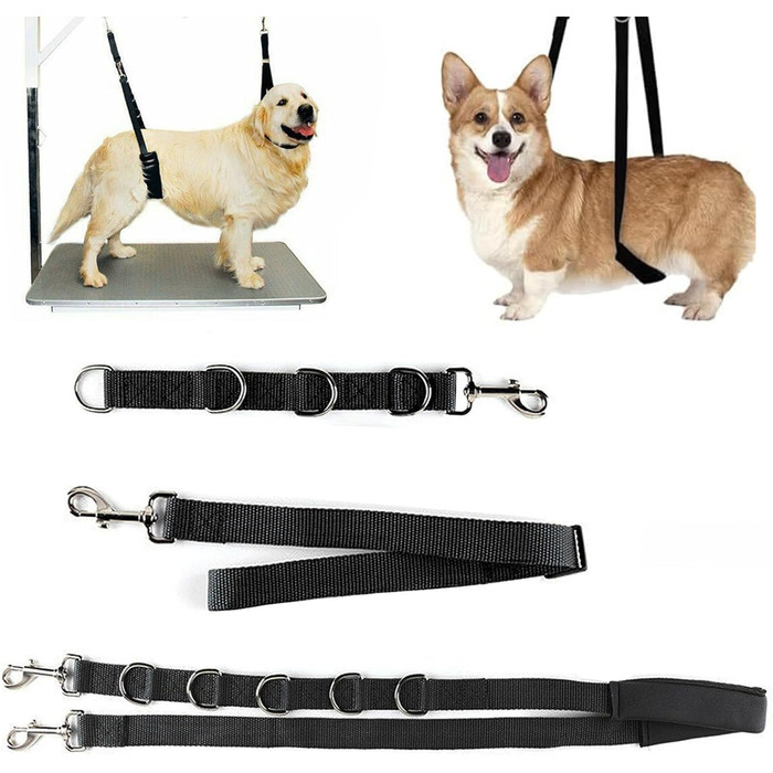 Нашийник для собак 3 шт., міцний, з регульованим тросом та D-кільцями, для грумінгу та купання