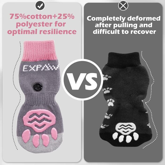 Шкарпетки для собак EXPAWLORER: антиковзаючі, захист лап, для гарячих доріг, контроль зчеплення, 6 шт. (X-small, Росаграу)