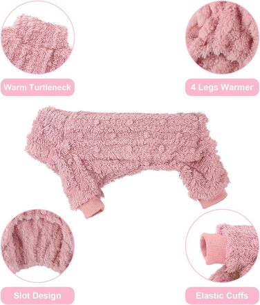 Теплий флісовий піжамний костюм для собак, розевий, X-Small. Ідеально для чихуахуа та інших маленьких порід. Піжама для собак, розева, теплий флісовий розевий костюм для собак на осінь/зиму.