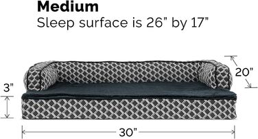 Ліжко для собак та котів FurHaven, M, блакитне, з гелевим шаром, знімний чохол, 76x51x18 см