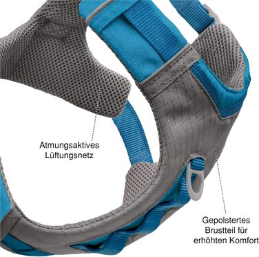 Шлейка для собак Kurgo Journey Air, чорно-сіра, XL, 34-47 кг, з м'якою підкладкою