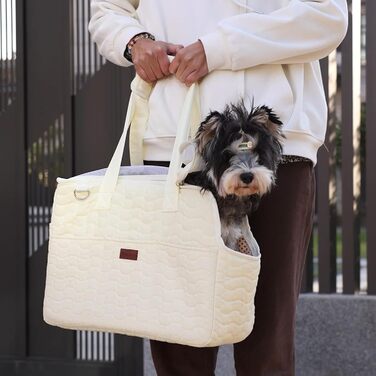 Сумка-переноска для собак та котів, велика, кремового кольору, 41 x 18 x 30 см