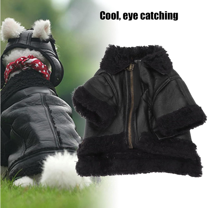 Зимовий теплий куртка для собак від TARSHYRY: шкіряна вітронепроникна модель для великих, середніх та маленьких собак. Стильний мотоциклетний одяг для тварин (S)