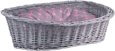 Плетене ліжко для собак та котів з лози (50x36x16 см, сірий)