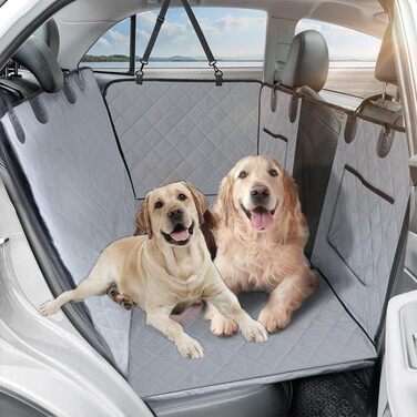 Захисний чохол на автосидіння для собак, стійкий, нековзкий, сірий. Захист заднього сидіння від бруду та подряпин, легко миється.
