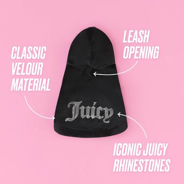 Світшот Juicy Couture Bling Velours для домашніх тварин – Рожевий – Розмір XS/S (0,9–3,2 kg) – для собак та котів, Розмір M/L (7-12 lbs.)