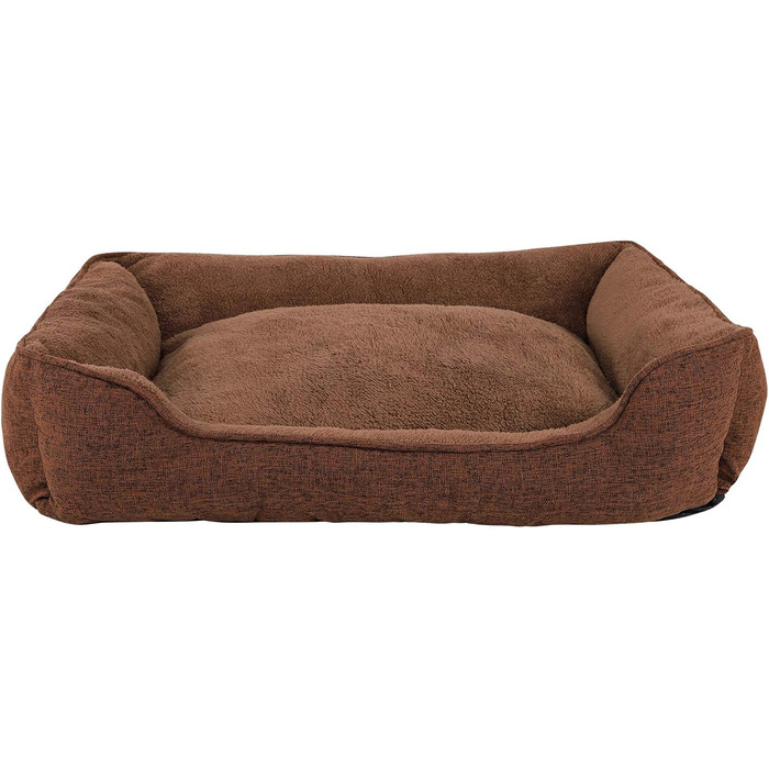М'яке ліжко для собак та котів Lionto знімний чохол, 110x80 см, коричневе, з антиковзким дном