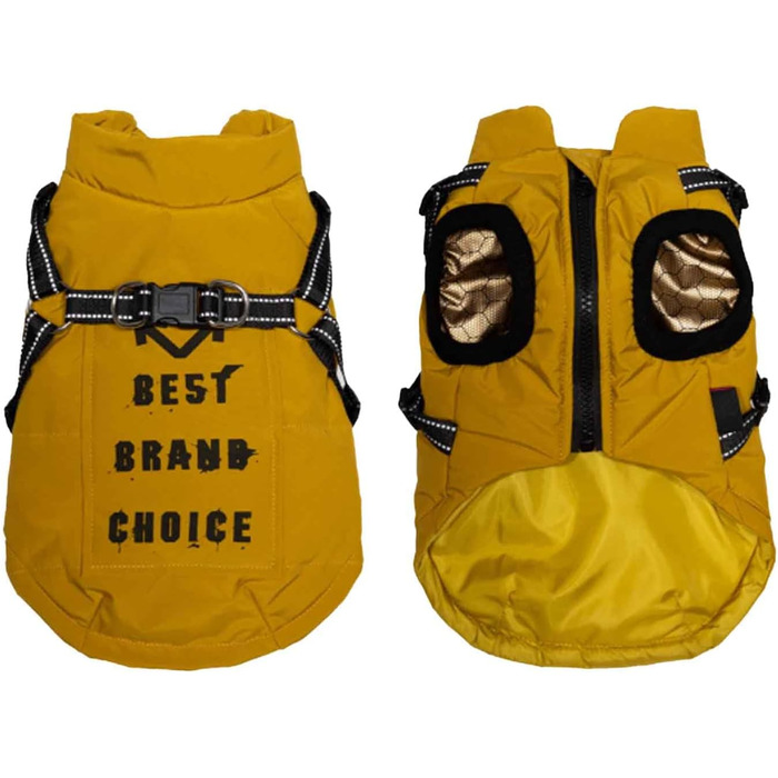 Теплий водонепроникний одяг для собак, зимова жилетка, куртка, сніговик для собак з міцним шлейкою для холодної зими, блакитний, 3XL (S, жовтий)