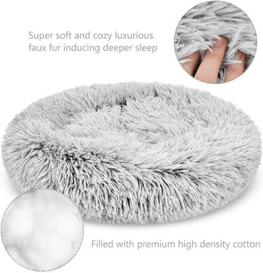 Кругле ліжко для собак та котів, велике, м'яке, сіре (70 см)