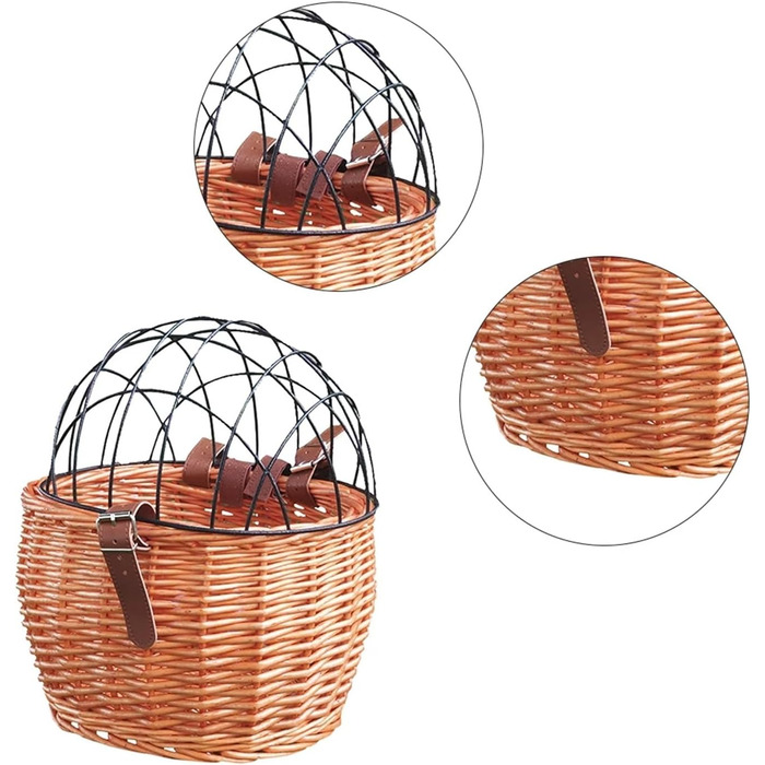 Корзина на кермо велосипеда для собак та котів, ручної роботи, плетіння, з кришкою, велосипедна сумка, аксесуари для велосипеда (A Camel)