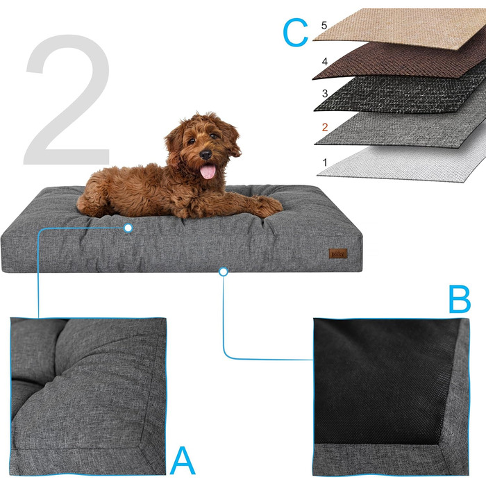 Крісло-ліжко для собак, прямокутне, 75 x 50 см, антрацит