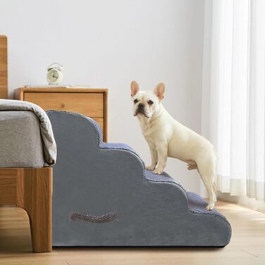 Сходинки для собак та котів PAWSCART, 4-ступеневі, сірі, для ліжка, дивану, з антиковзким покриттям